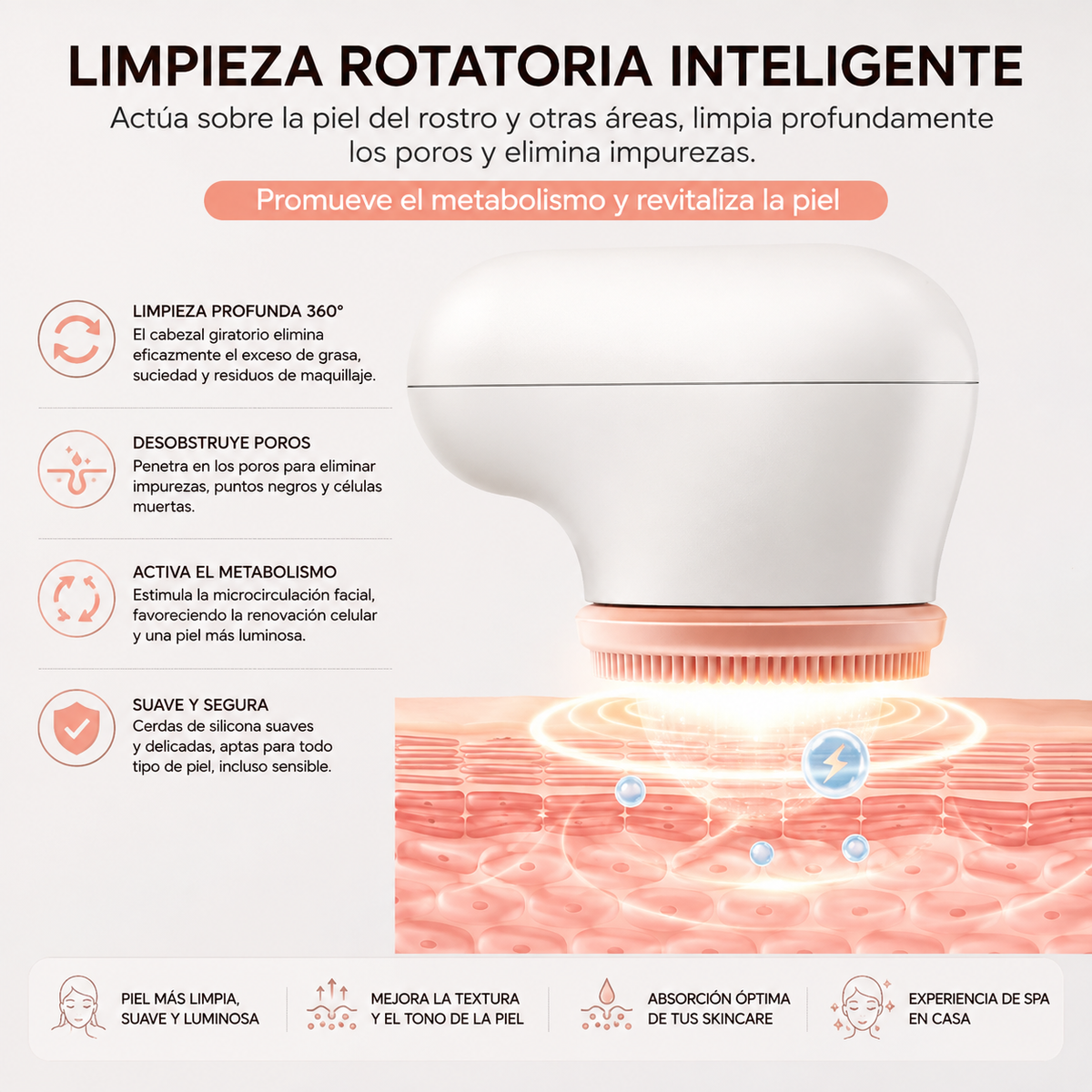 Cepillo de limpieza facial eléctrico