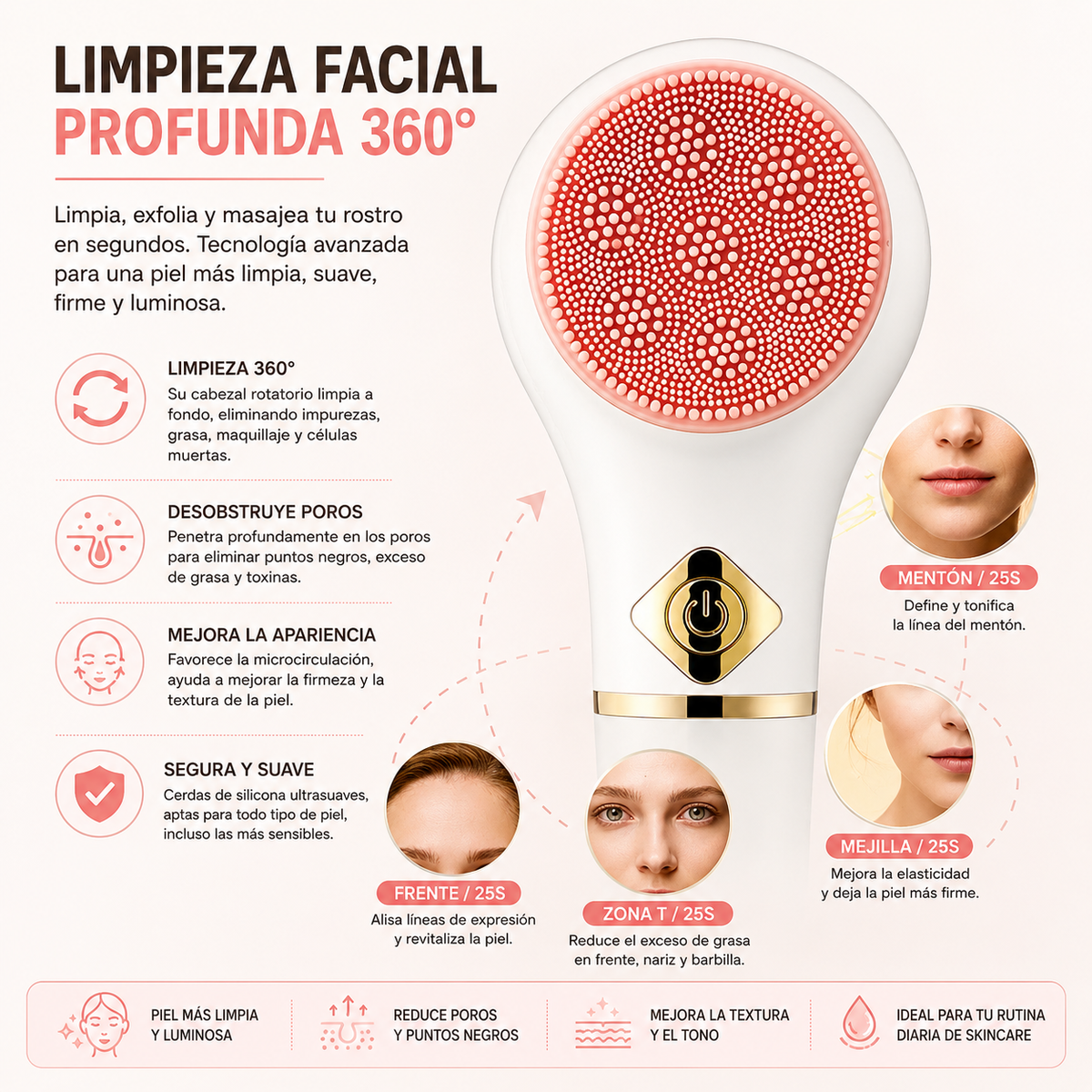 Cepillo de limpieza facial eléctrico