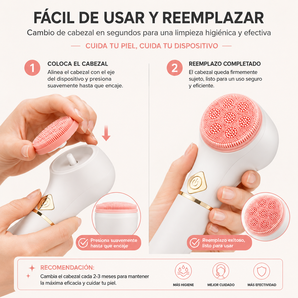 Cepillo de limpieza facial eléctrico