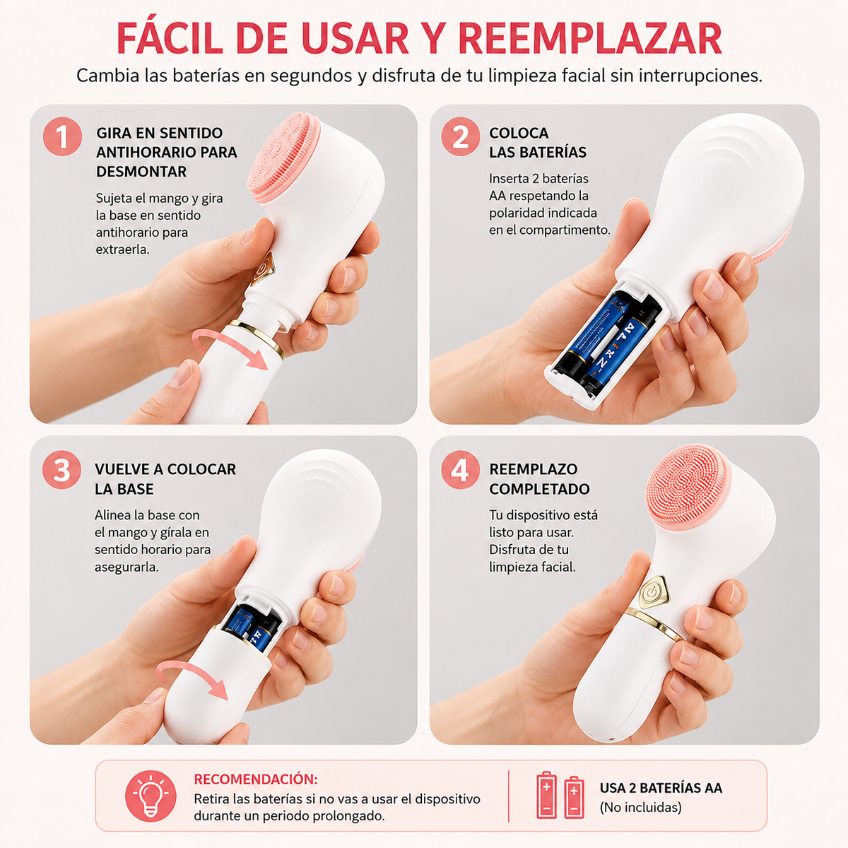 Cepillo de limpieza facial eléctrico